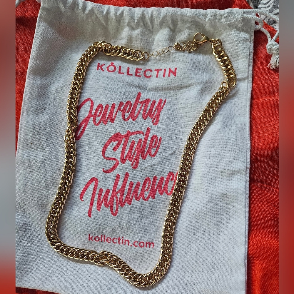 Kollectin Yellow Gold Tone Chain Necklace